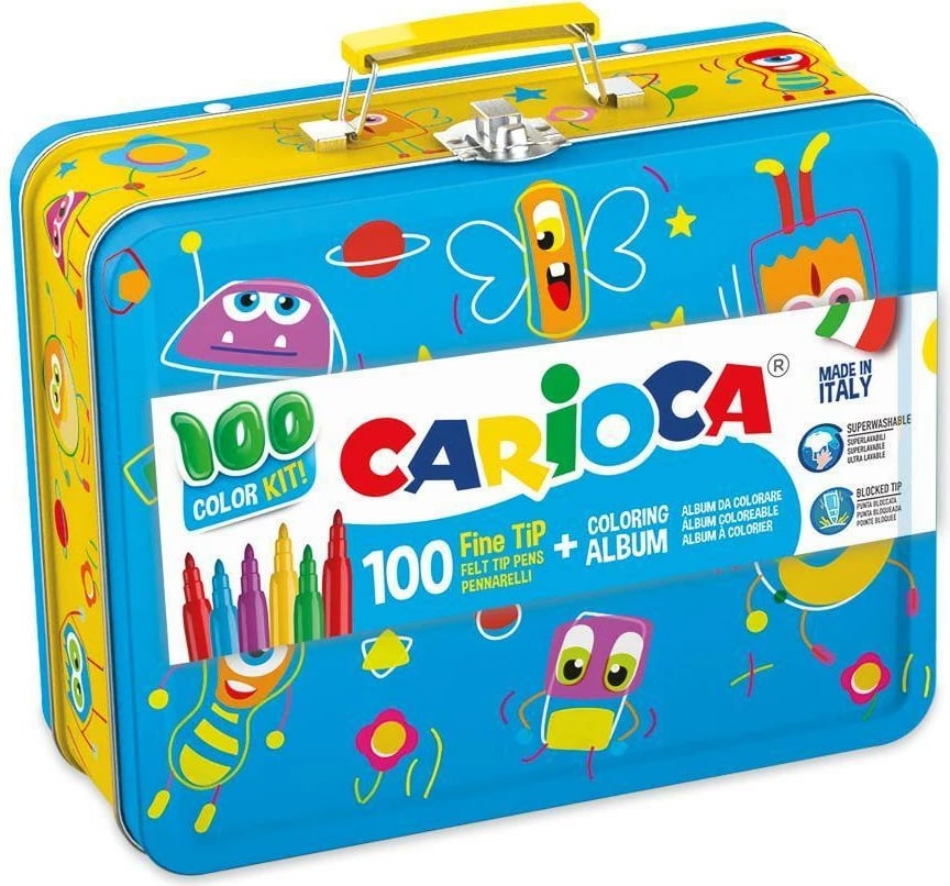 Set markerë Carioca 100 copë me libër ngjyrosjeje, Metal Set markerë Carioca 100 copë me libër ngjyrosjeje, Metal