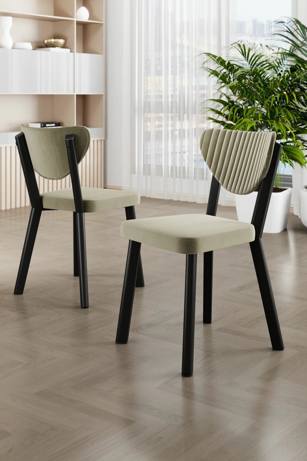 Set karrigesh (4 copë), Hanah Home, Arfe, krem, e zezë