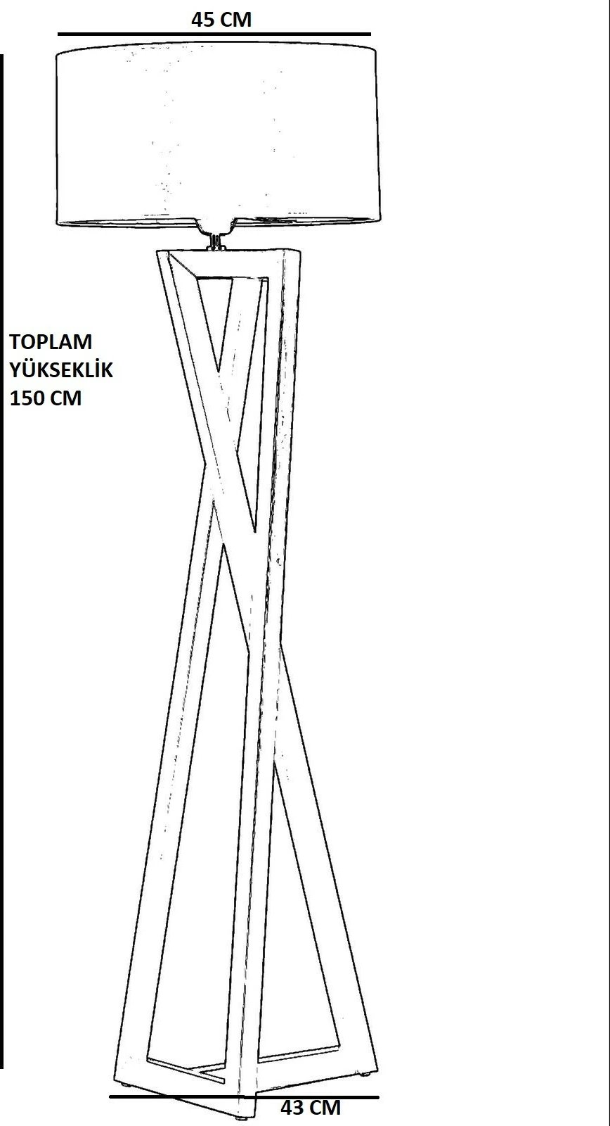 Llambë dyshemeje Opviq, trup druri, abazhur shumëngjyrësh, Maçka Siyah Silindir