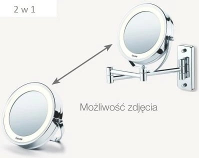 Pasqyrë kozmetike Beurer BS 59, me ndriçim LED, 5x zmadhim, krom