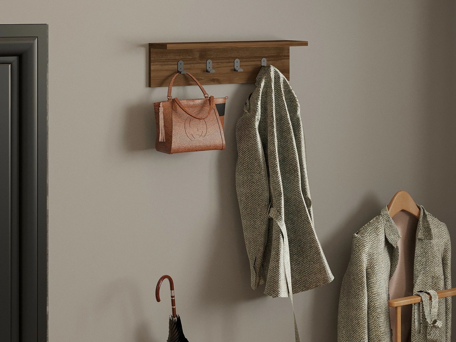 Raft muri Ayla, ngjyrë arre, Hanah Home