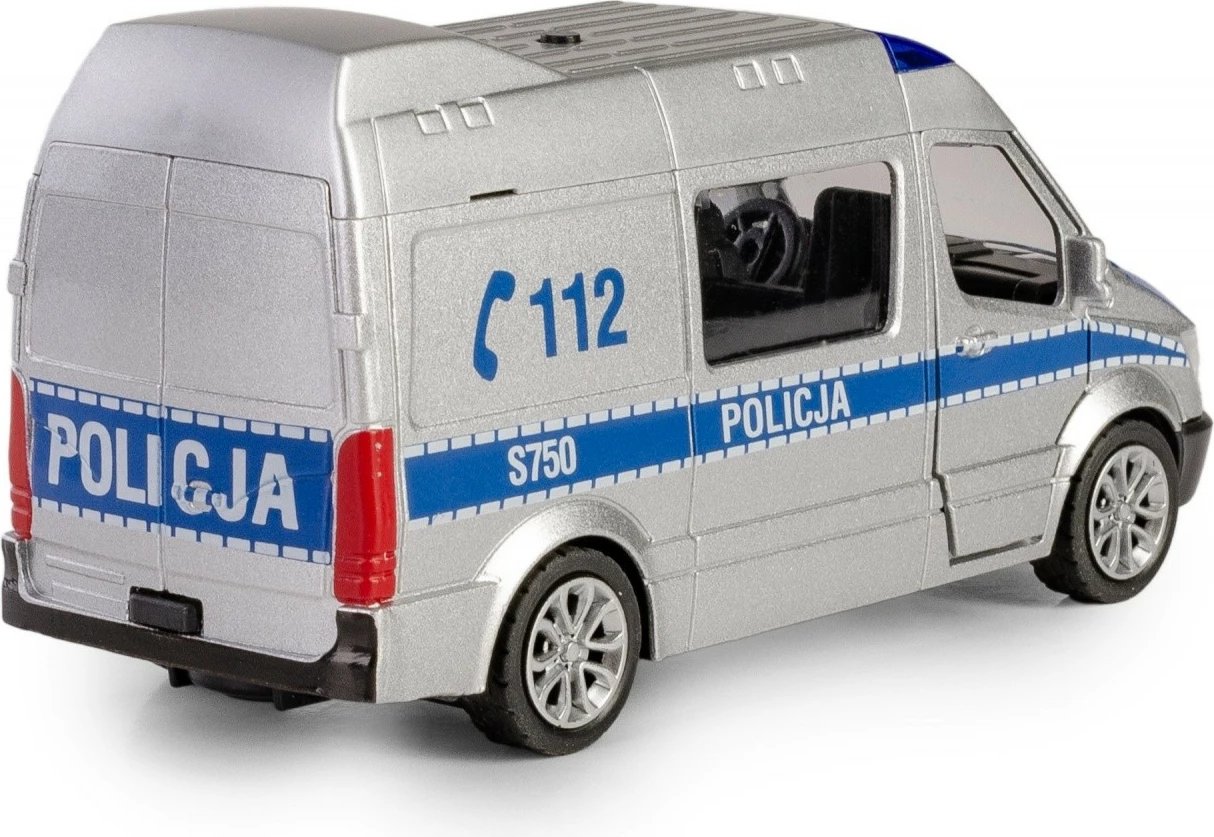 Veture lodër policie/ambulance Daffi B-434, metal/plastik, me drita dhe zë, argjendtë/blu