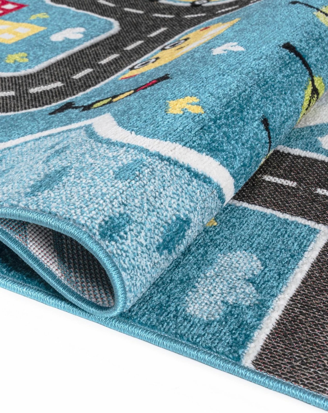 Qilim për fëmijë, dizajn trafik, ngjyrë e kaltër, 160x230cm