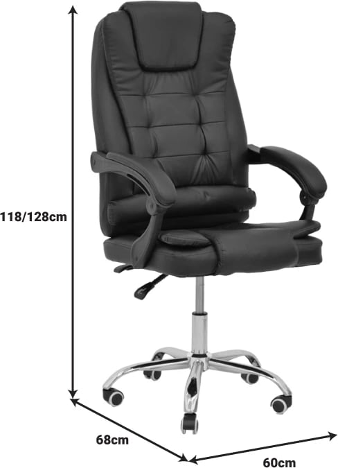 Karrige menaxheri për zyre, ngjyrë e zezë, Toronsi, 60x68x128cm