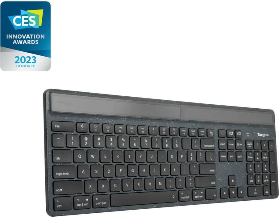 Tastierë wireless Targus ECOSMART, full-size, Bluetooth 5.2, LED backlight, e zezë