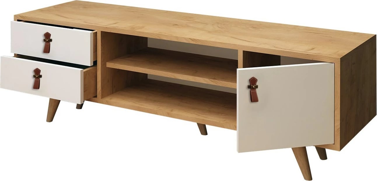 Komodë TV Hanah Home, Lara, ngjyrë lis dhe e bardhë, 120x53x40cm