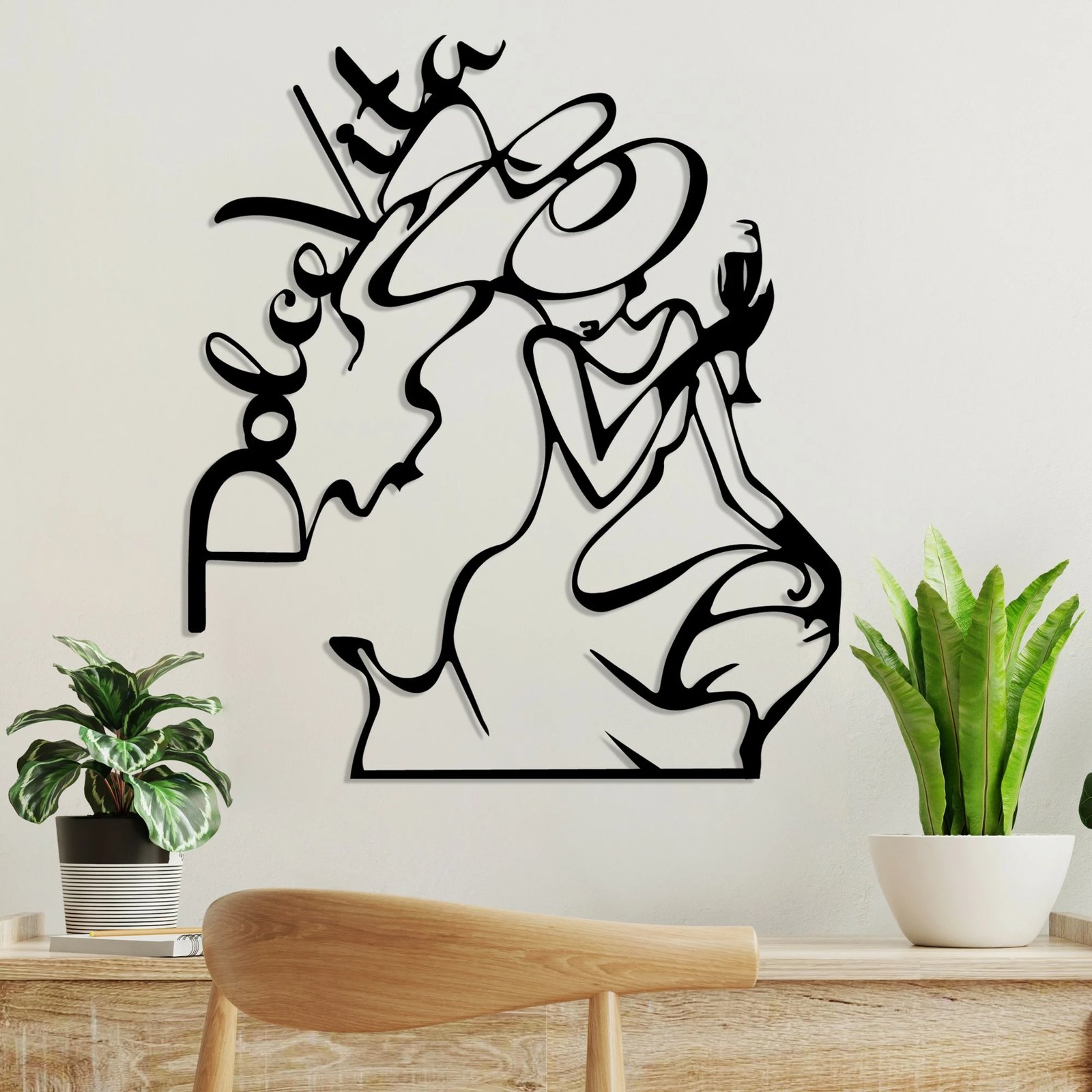 Aksesor dekorativ metalik për mur, Wallity Dolce Vita 2, ngjyrë e zezë, 50x56cm