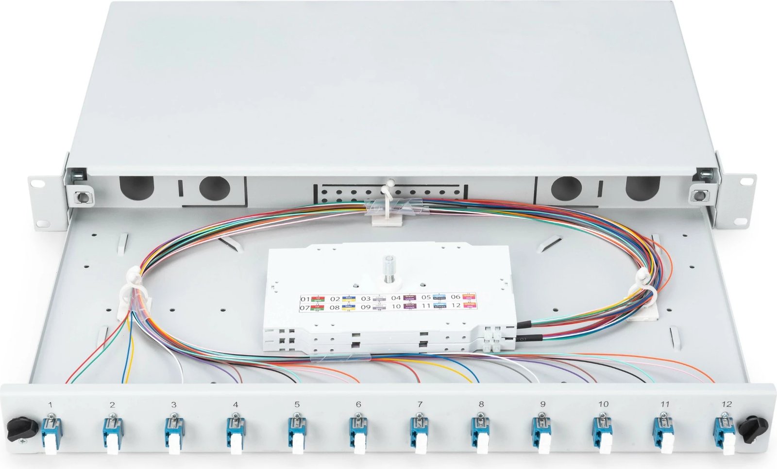 Kasë fibrash optike Digitus, 1U, 12x LC DX, OS2, gri
