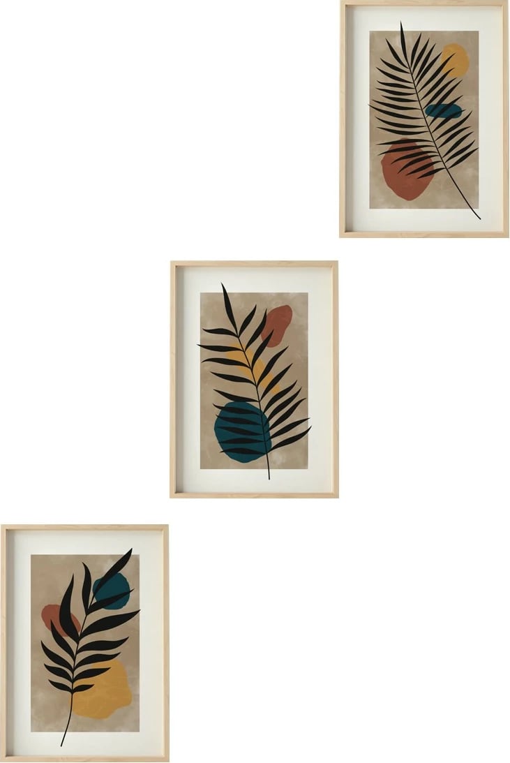 Set pikturash dekorative me kornizë, MDF, shumëngjyrëshe, Wallity, Huhu483, 30x40cm (3 copë)