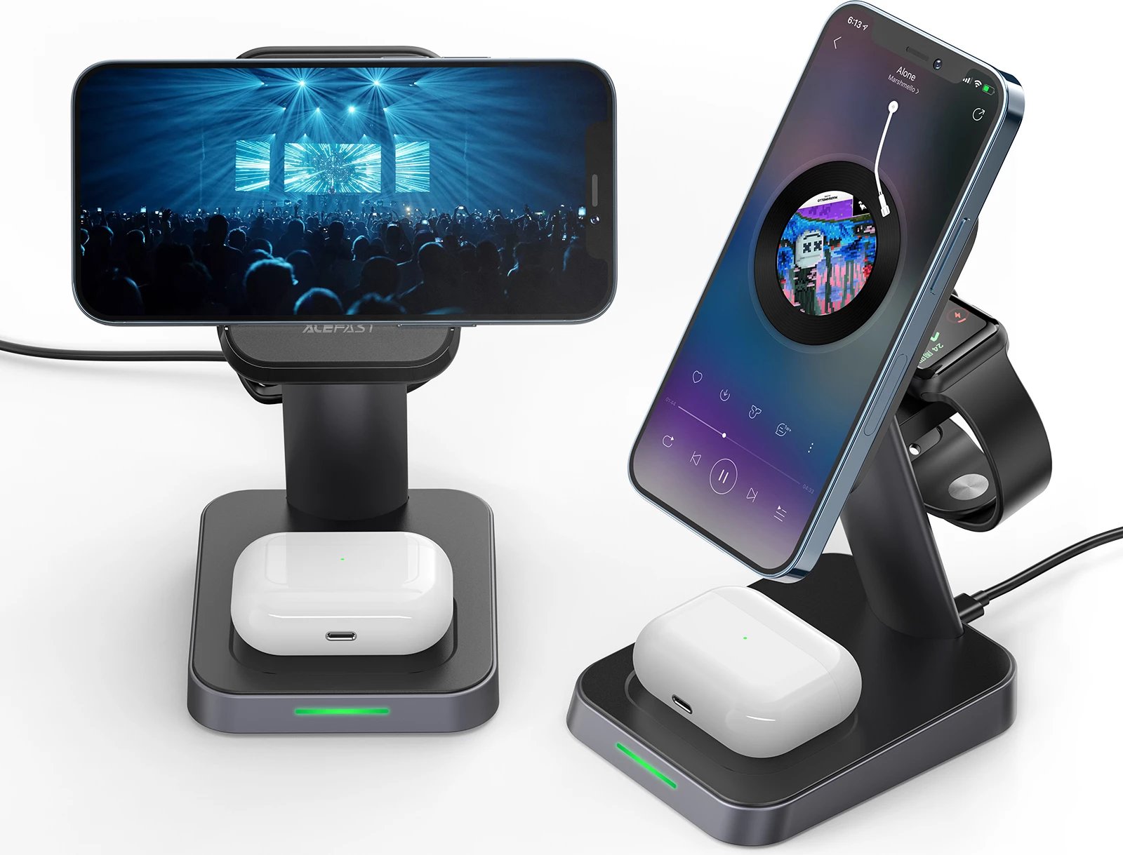 Karikues wireless Acefast E3, 15W, për iPhone me MagSafe, Apple Watch dhe AirPods, i zi