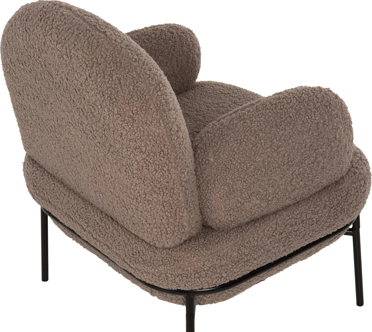 Karrige AGNES FH9525.25 ngjyrë kafe e çelët boucle, këmbë metali të zeza, 74x71x83H cm.