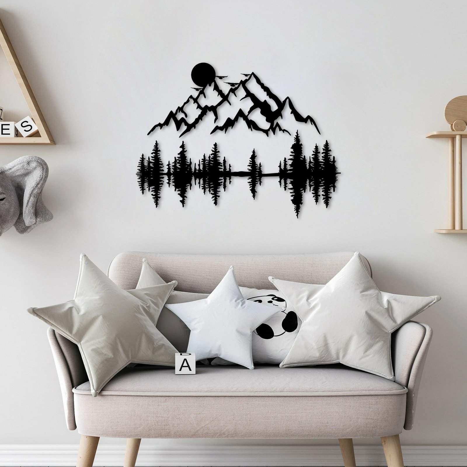 Aksesor dekorativ metalik për mur, natyrë dhe male, Wallity - 13