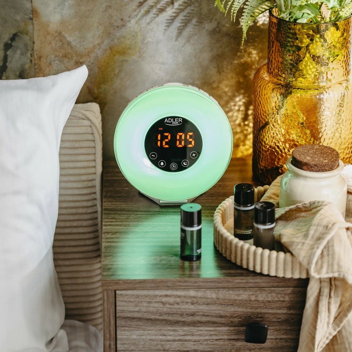 Zgjues me dritë, Adler AD1916, simulim agimi, radio FM, USB-C, ngjyrë e bardhë