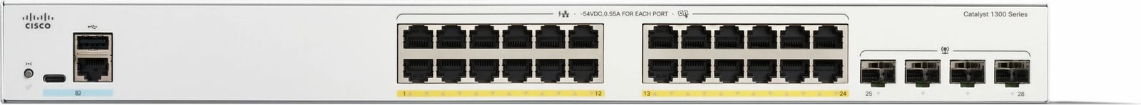 Switch Cisco Catalyst 1300-24FP-4G, 24 porta GE, PoE, 4x1GE SFP, Managed
