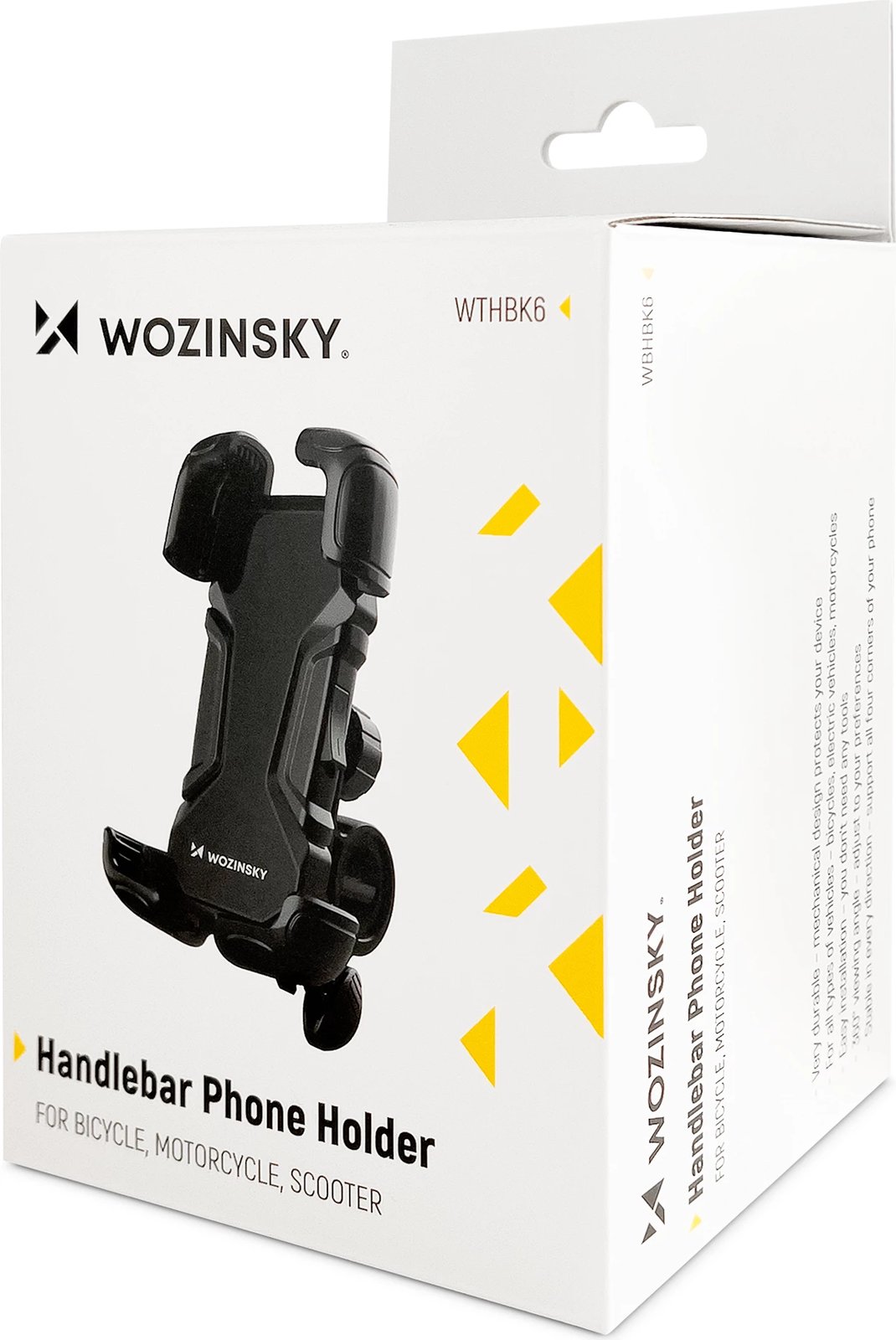 Mbajtës telefoni Wozinsky WBHBK6 për timon biçiklete, motoçiklete apo trotinete, i zi