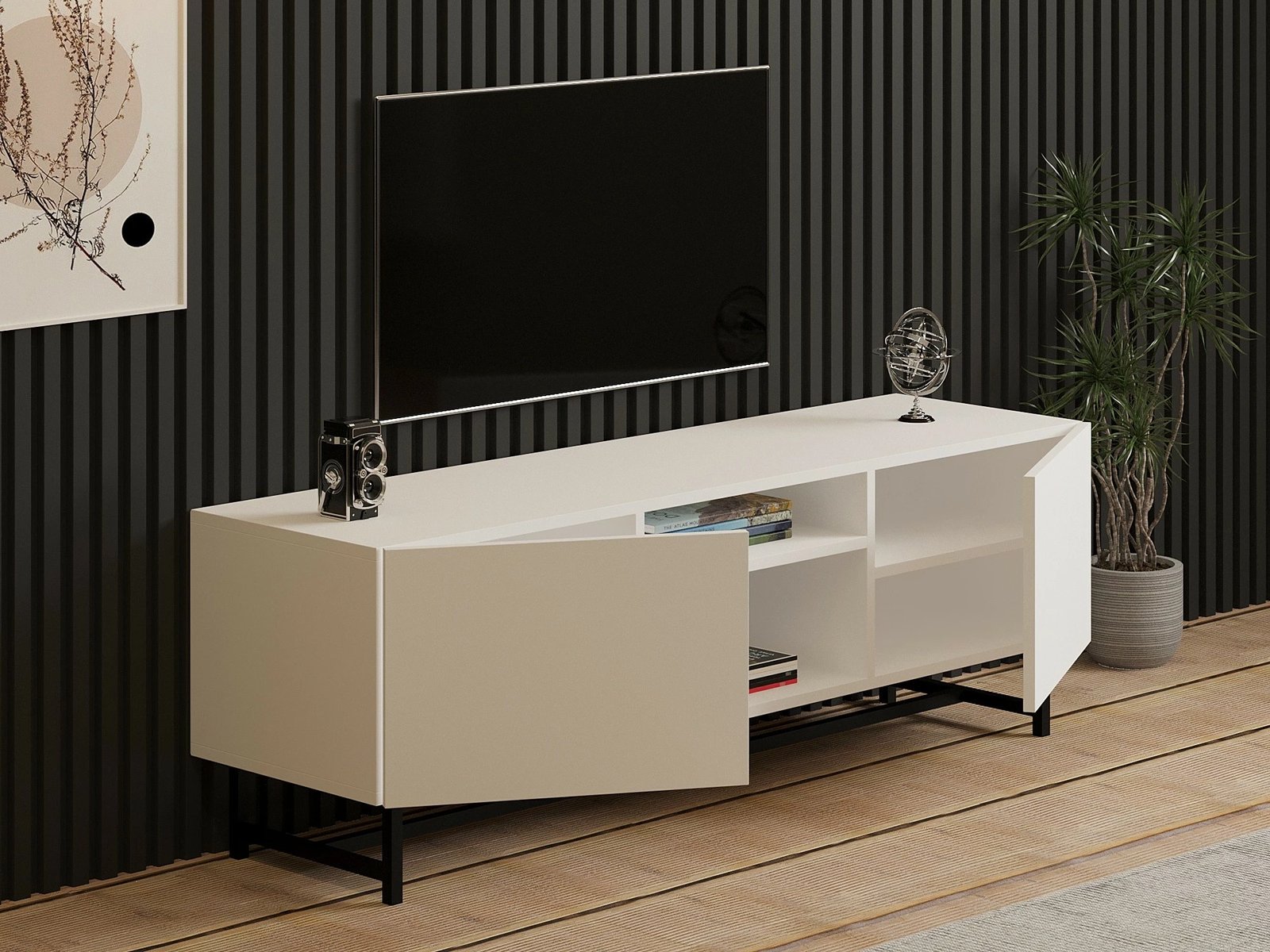 Komodë TV Hanah Home, Tugi, e bardhë