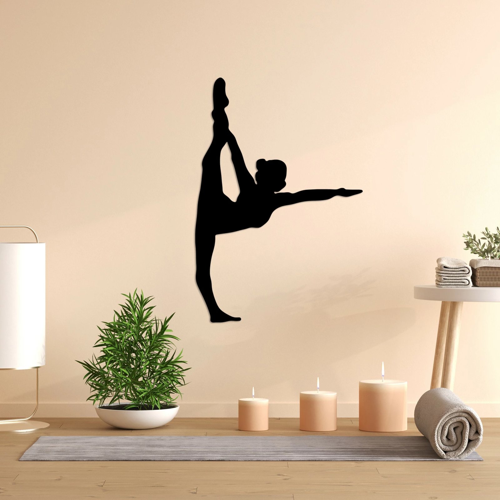 Aksesor dekorativ metalik për mur, Yoga 25, Wallity, ngjyrë e zezë, 41x60cm