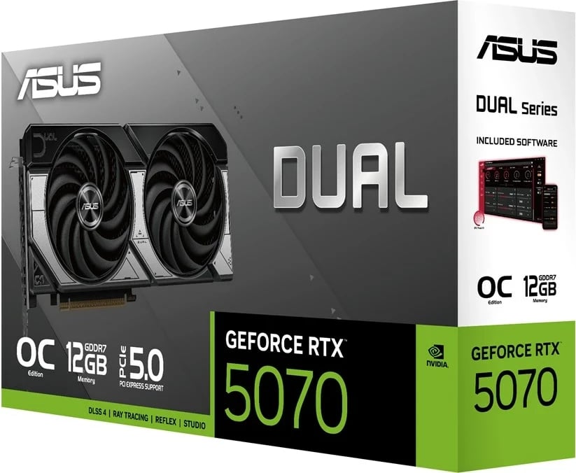 Kartelë grafike ASUS Dual NVIDIA GeForce RTX 5070 OC, 12 GB, Multikolor Kartelë grafike ASUS Dual NVIDIA GeForce RTX 5070 OC, 12 GB, Multikolor