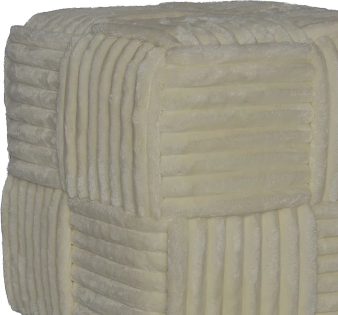 Stol Cuirl prej stofi bouclé, ngjyrë e bardhë, 45x45x45cm