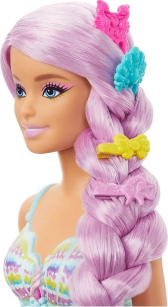 Kukull Barbie sirenë Mattel HRR00 me flokë të gjatë, rozë, me aksesorë
