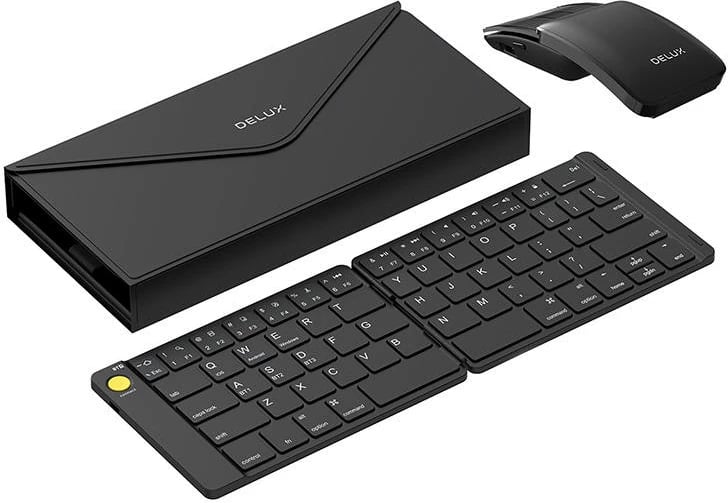 Set tastierë wireless e palosshme Delux KF10 dhe maus MF10PR, e zezë