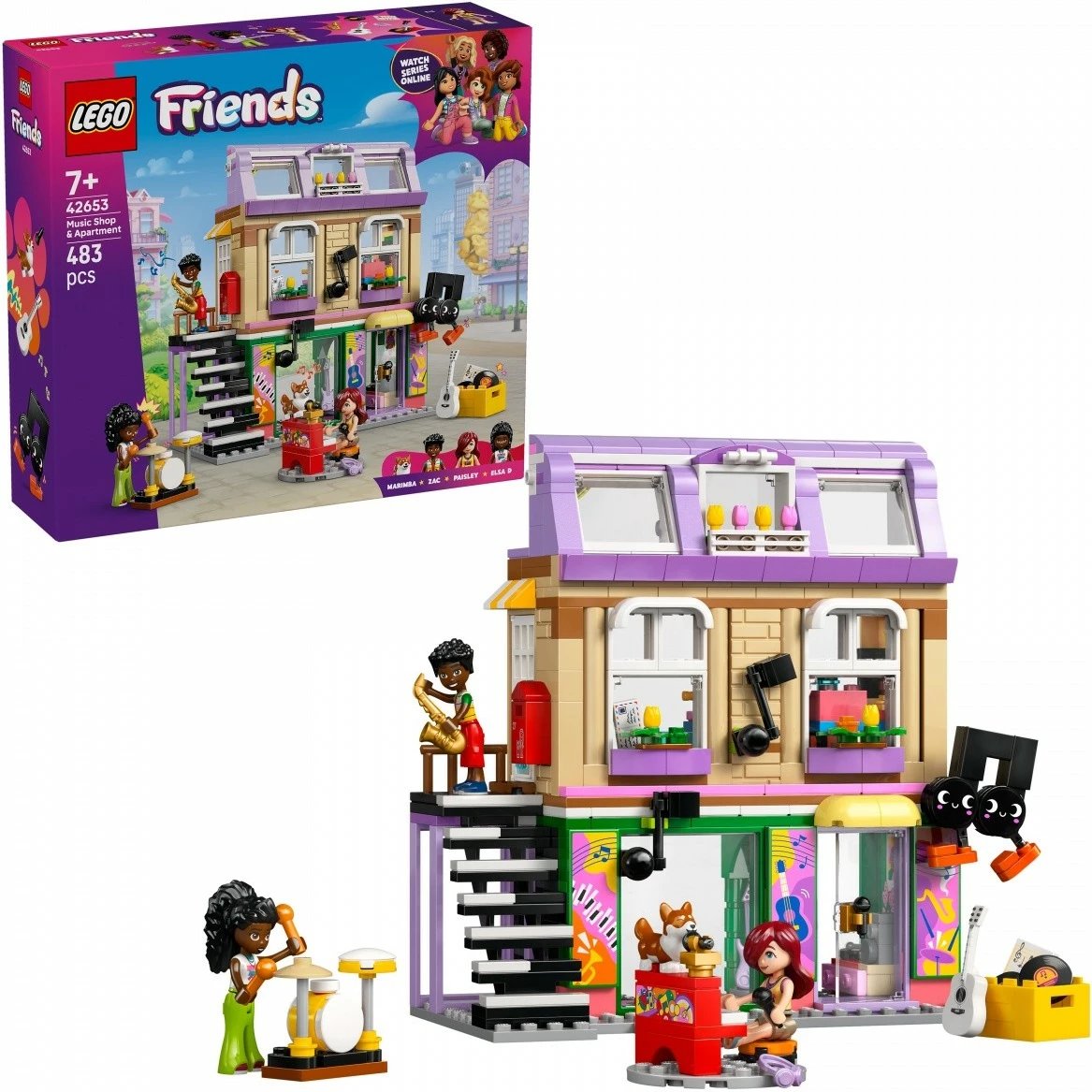 Set LEGO Friends Music Shop & Apartment 42653, 483 pjesë, për fëmijë, shumëngjyrësh