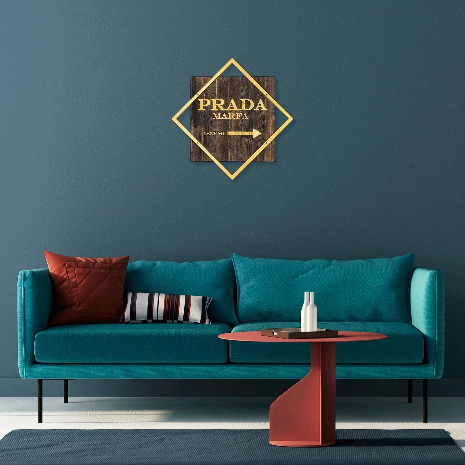 Aksesore dekorativ prej druri për mur, Wallity, ngjyrë arre dhe ari