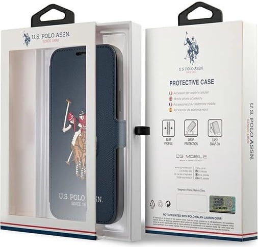 Mbështjellës U.S. Polo Assn. USFLBKP12LPUGFLNV për iPhone 12 Pro Max, Polo Embroidery Collection, granat/navy