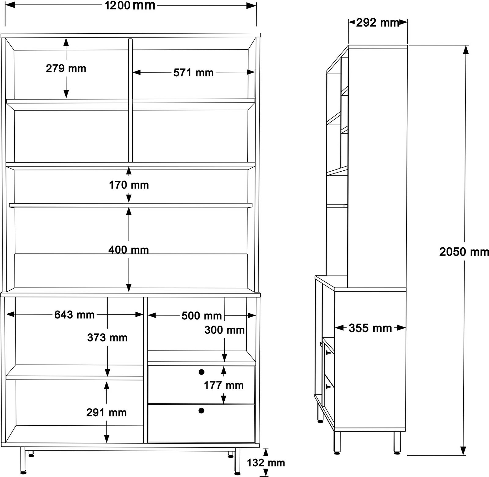 Dollap multifunksional Hanah Home, RE7-SA, ngjyrë lis dhe antracit, 120x205x35.5cm