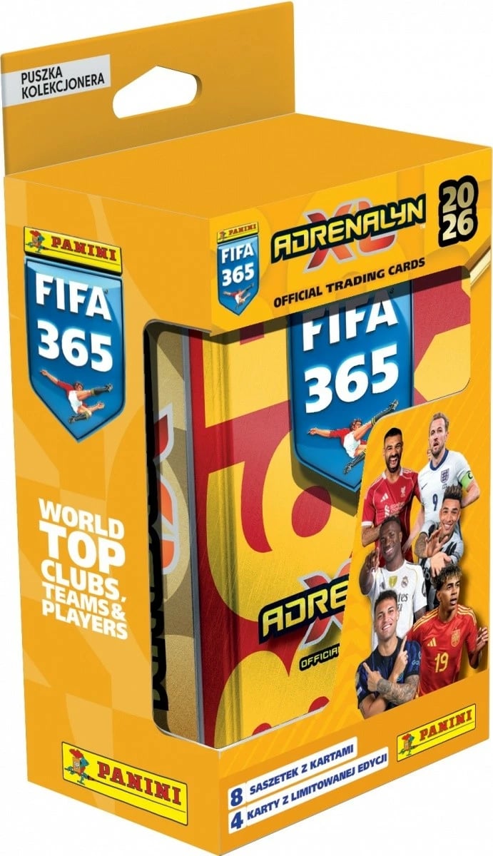 Kuti koleksionuese me kartela, Panini FIFA 365 Adrenalyn XL 2026, 048-02923, 8 paketime + 4 karta edicion i kufizuar