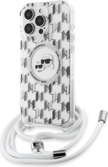 Mbështjellës Karl Lagerfeld IML Crossbody Monogram Karl & Choupette Head MagSafe për iPhone 16 Pro Max, Transparent