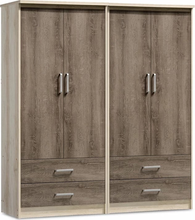 Dollap Olympus me 4 dyer dhe 4 sirtarë, ngjyrë castillo-toro, 162x57x183cm