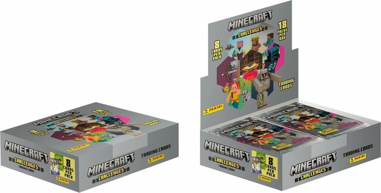 Karta koleksionuese Minecraft Panini, 18 pako, 8 karta për pako