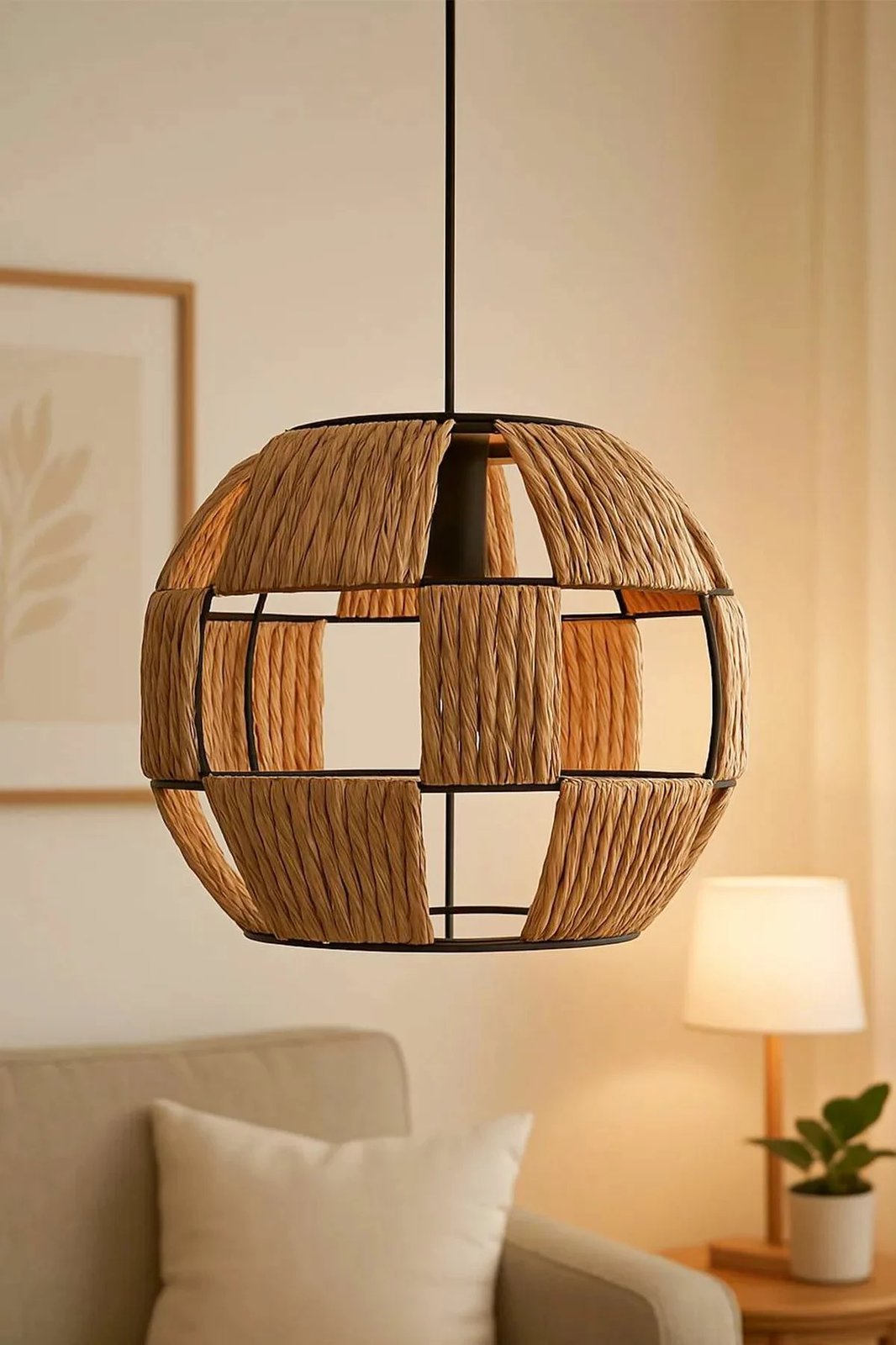 Llambë tavani Opviq, kapak Rafia, BK079, ngjyrë ecru