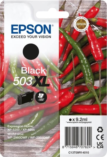 Kartrixh boje, Epson 503XL C13T09R14010, 9.2 ml, deri 550 faqe, madhësia XL, i zi