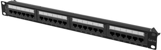 Patch panel Lanberg PPUA-1024-B, 24 porta, CAT 6a, 1U, e zezë