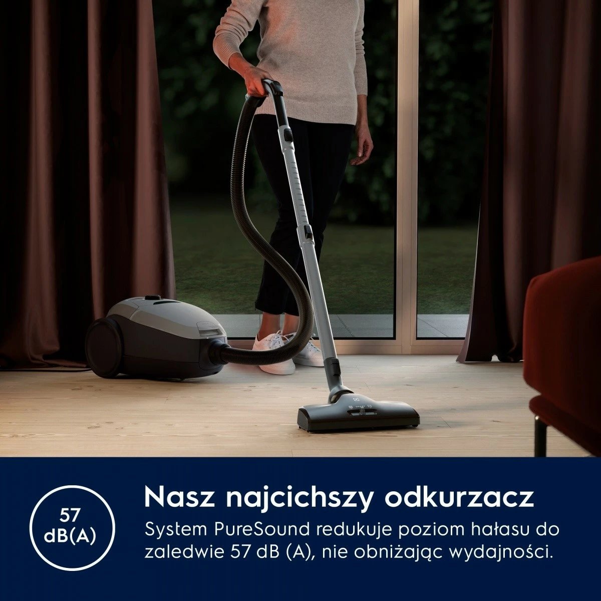 Fshesë me korrent me qese, Electrolux Pure D8 PD82-4MG SILENCE, 600W, 3.5L, HEPA, rreze 12 m, 57 dB, gri, me aksesorë