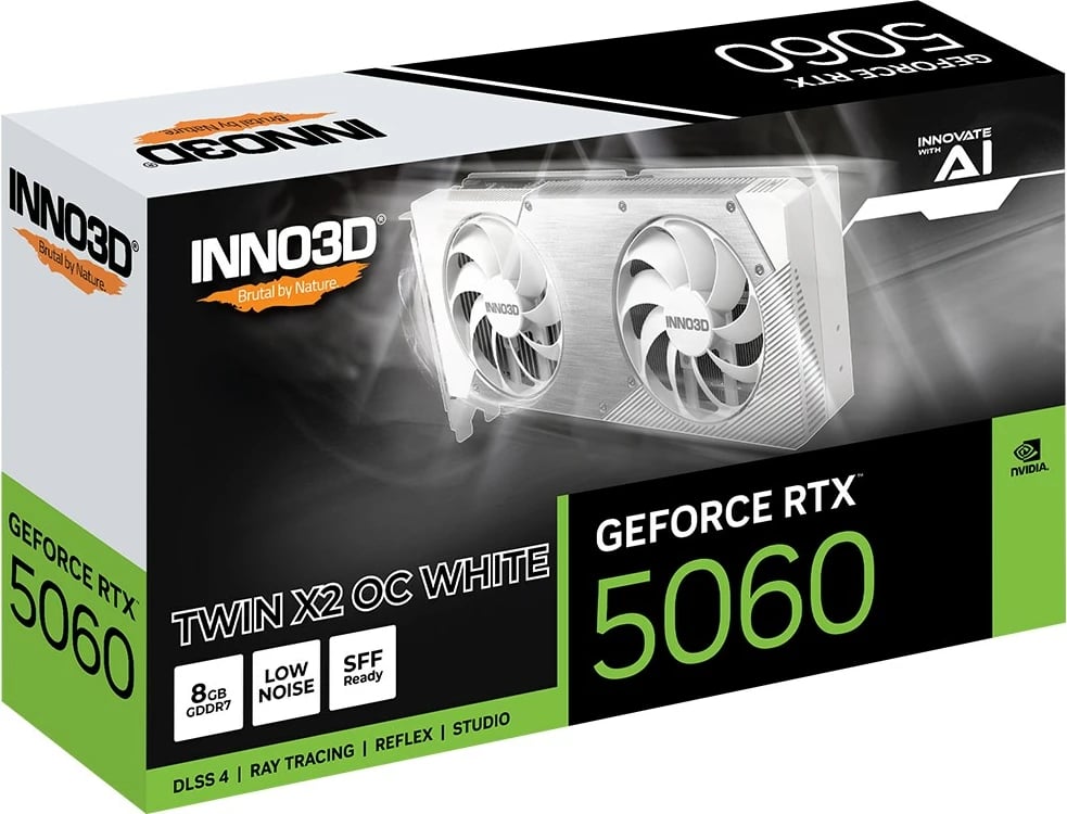 Kartelë grafike INNO3D GeForce RTX 5060 Twin X2 OC, 8 GB GDDR7, Gri