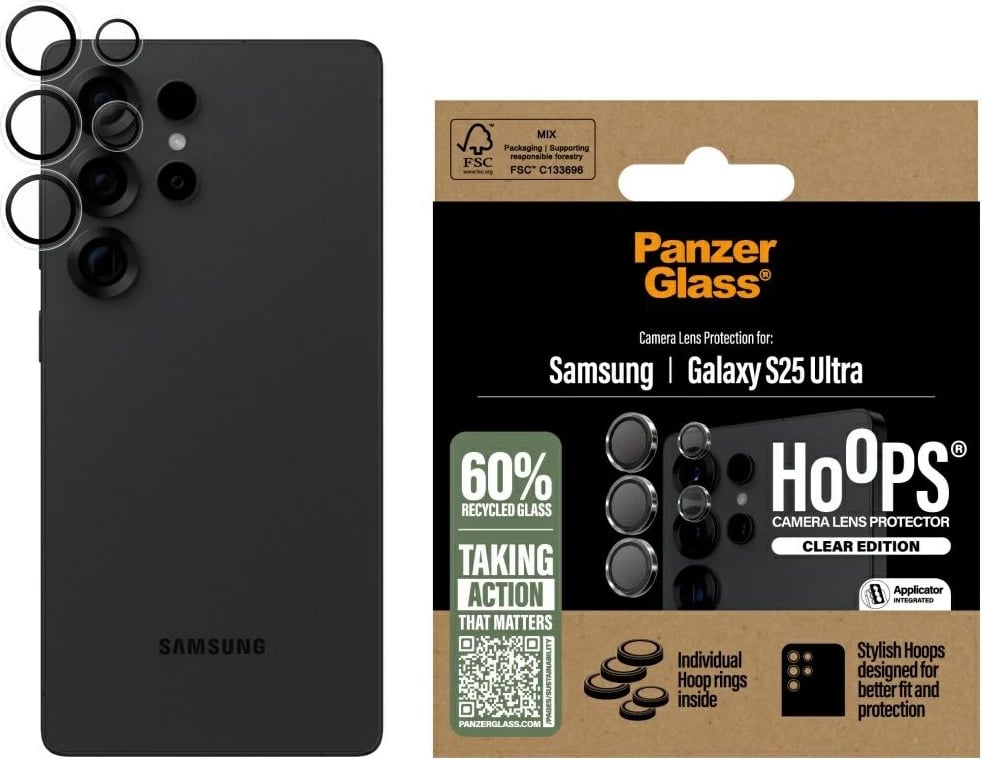 Mbështjellës PanzerGlass Hoops për lente, Samsung Galaxy S25 Ultra, Transparent