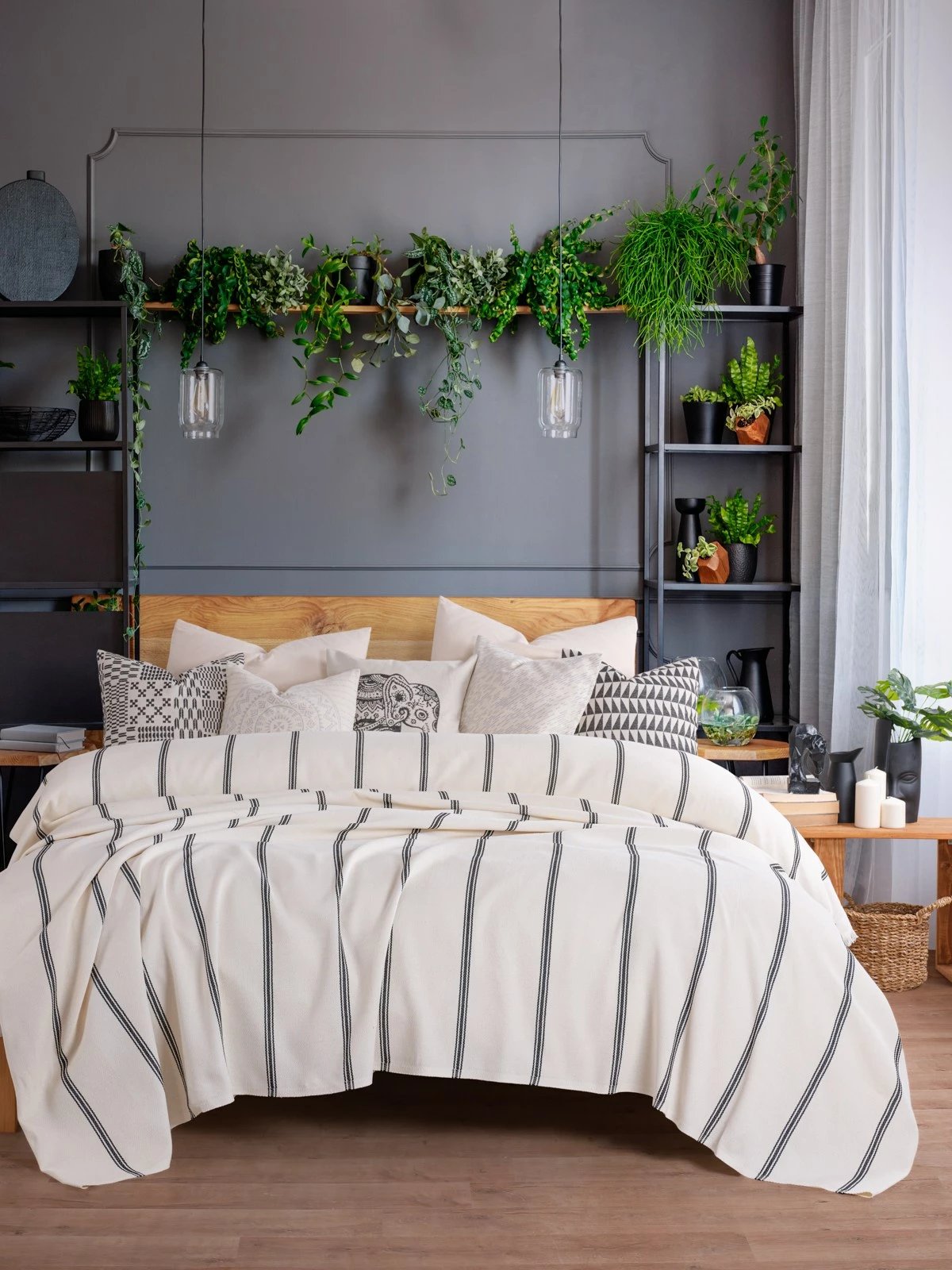 Batanije Double Pique, ngjyrë antracit, L'essentiel, 200x230cm