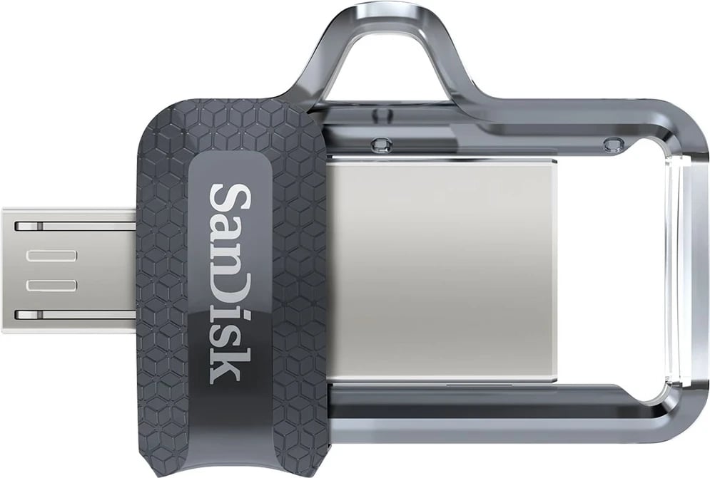 USB flash SanDisk Ultra Dual m3.0 32 GB, e zezë, argjendtë, transparente