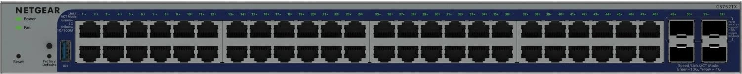 Switch NETGEAR GS752TX-300EUS i menaxhuar, 48 porta Gigabit, 4x 10G SFP+, menaxhim Insight Cloud, rack