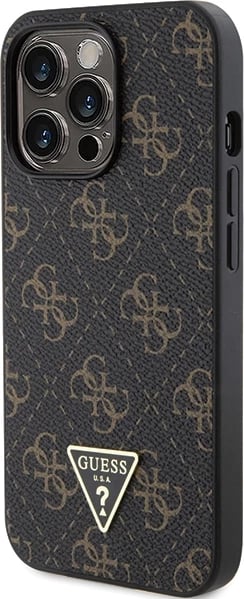 Mbështjellës Guess 4G Triangle Metal Logo për iPhone 14 Pro, i zi