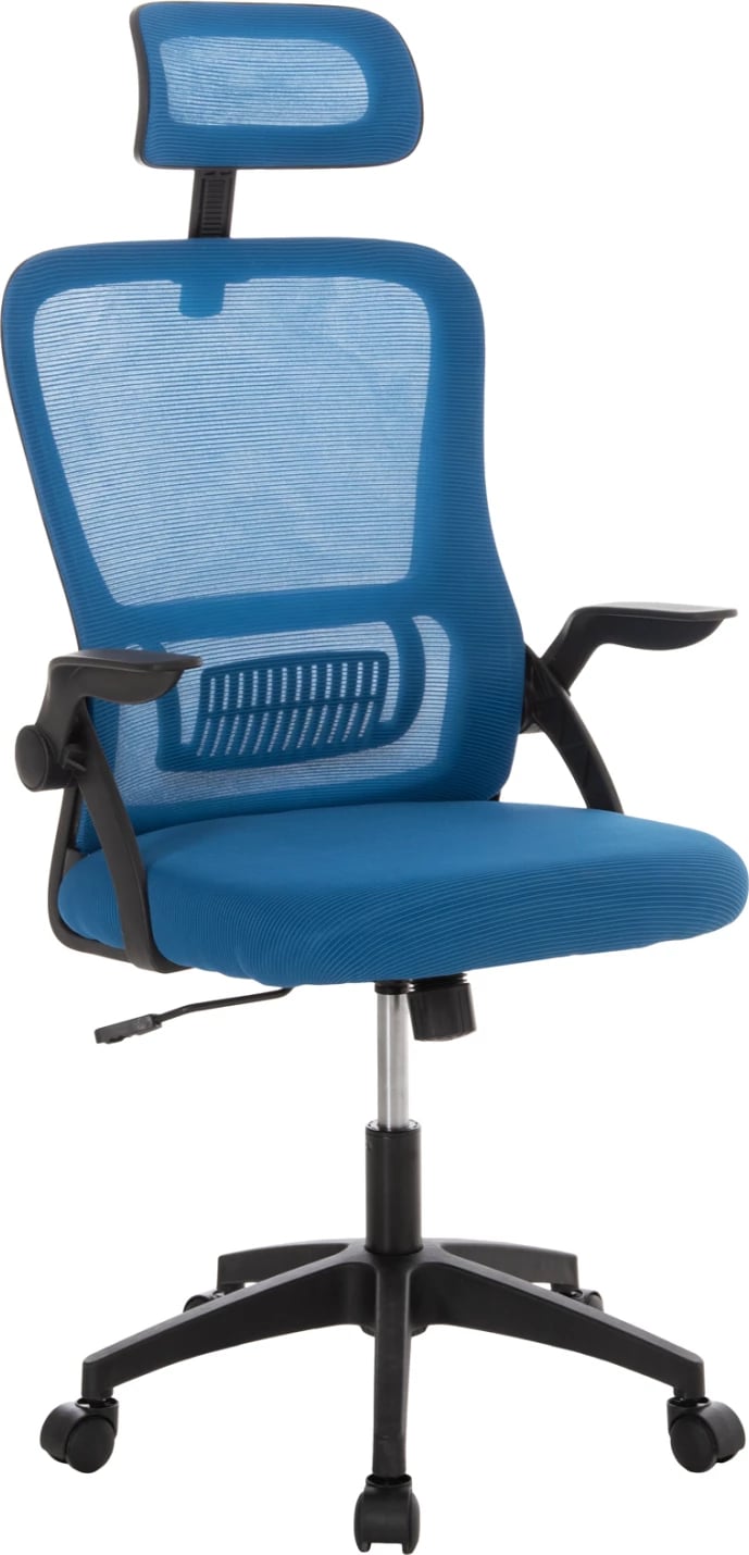 Karrige zyre BLAZER, material rrjetë blu, krahë najloni të zinj, FH1205.03, 60.5x47x85.5cm