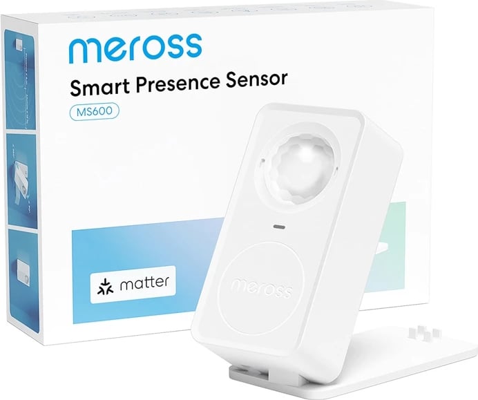 Sensor prezence smart, Meross, MS600MA-EU, Wi‑Fi Matter, PIR + radar mmWave, kompatibil me HomeKit/Alexa/Google, i bardhë