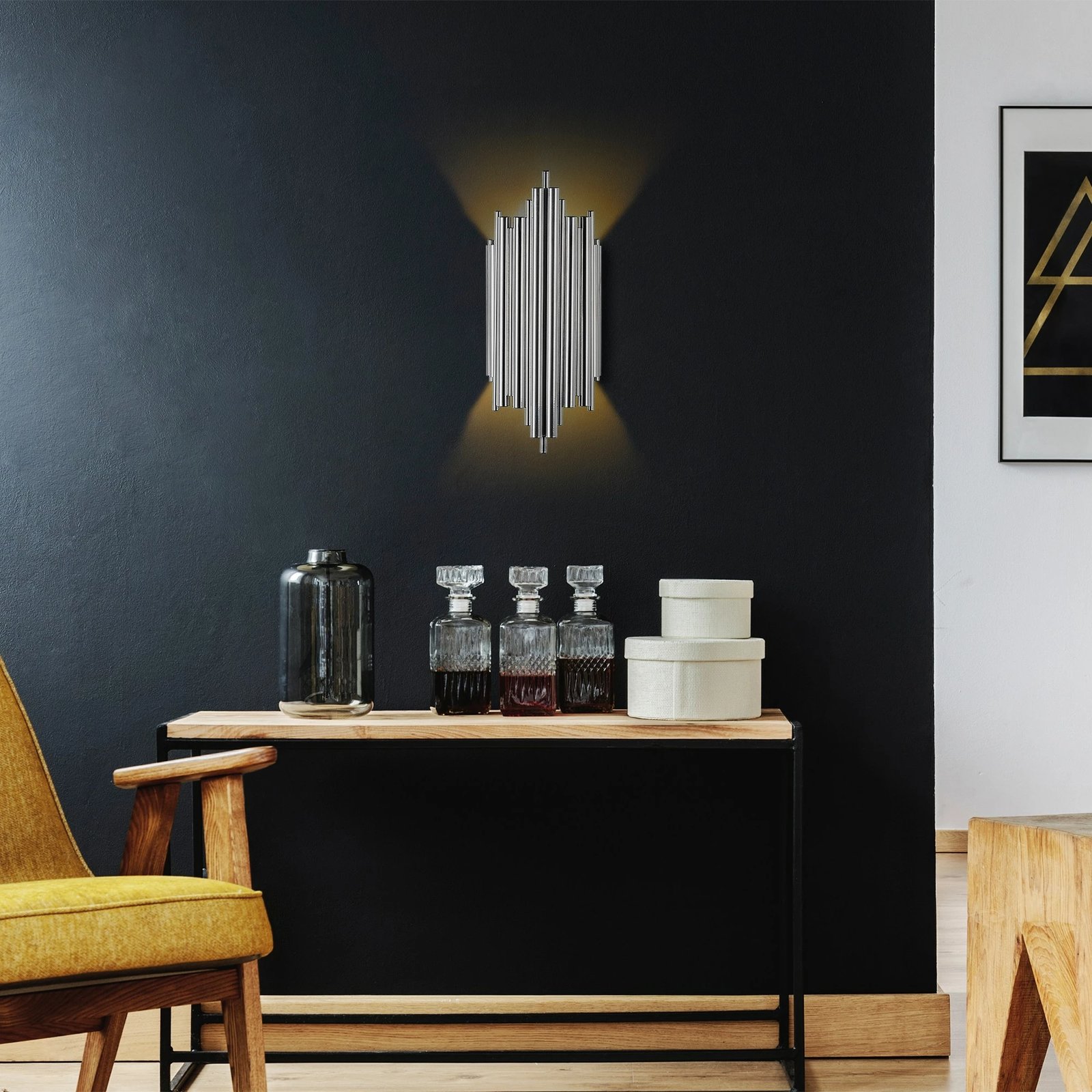 Llambë muri Opviq, Reis - 13342, krom, trup metalik, 22x50x11cm