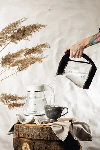 Çajnik elektrik, Adler AD 1274, 1.7L, 2200W, xhami, ndriçim LED, i bardhë