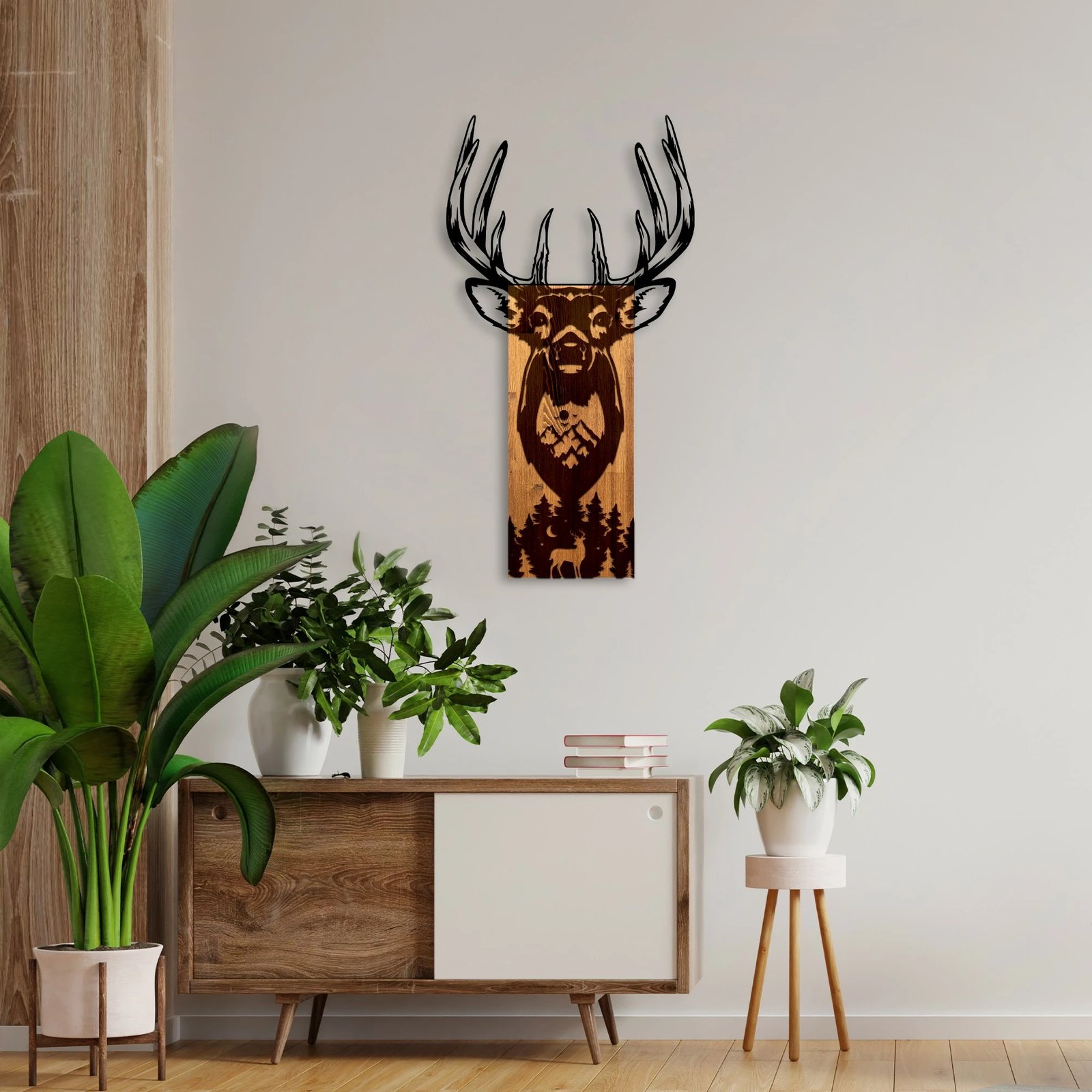 Aksesor dekorativ muri prej druri, Wallity, dreri në mal, ngjyrë arre dhe e zezë