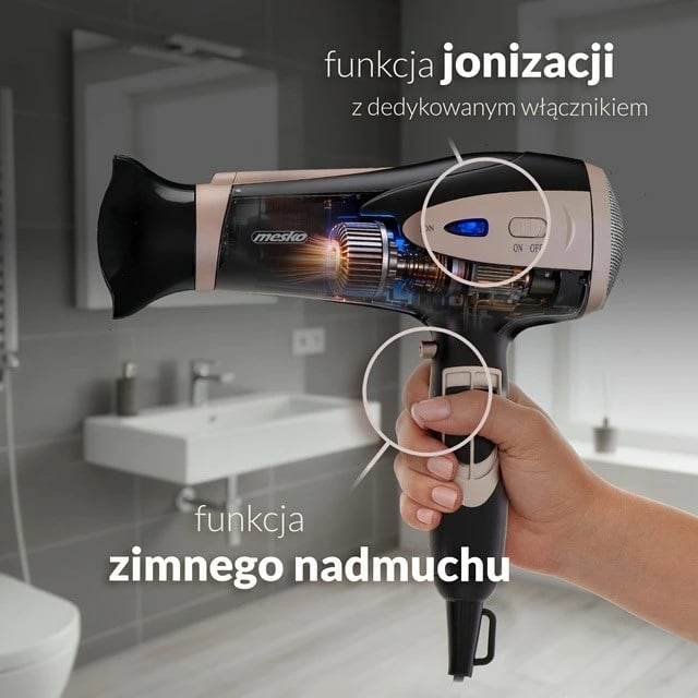 Tharëse flokësh Adler MS 2287, 2400 W, e zezë/shampanjë