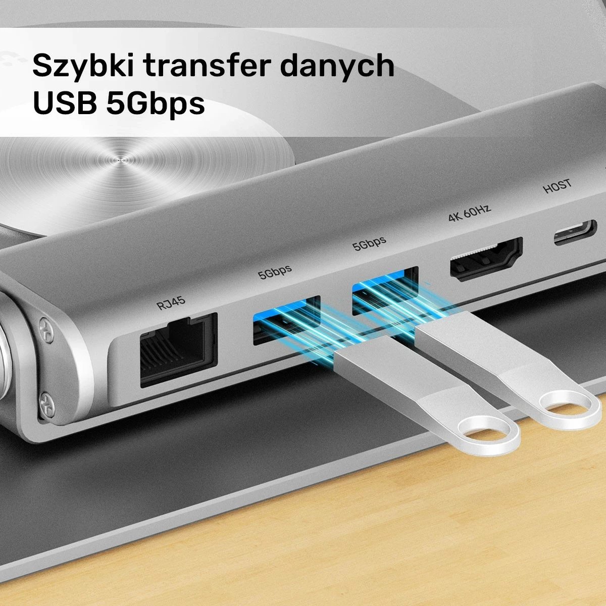 Podstavek për laptop Unitek USB-C HDMI 4K PD 100W, ngjyrë argjendi